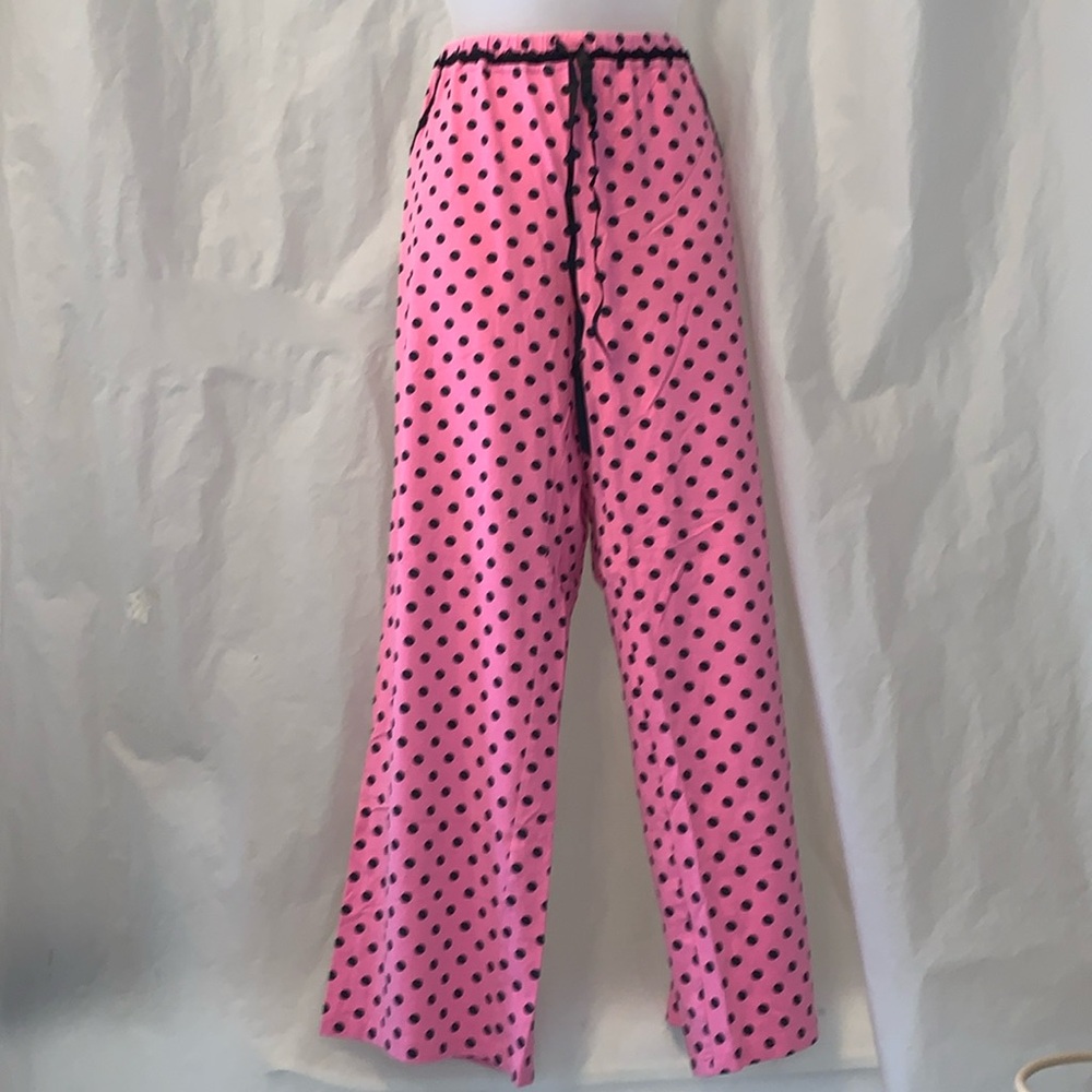 EUC LARGE PINK BLACK POLKA DOTS BETSEY JOHNSON PJ PANTS